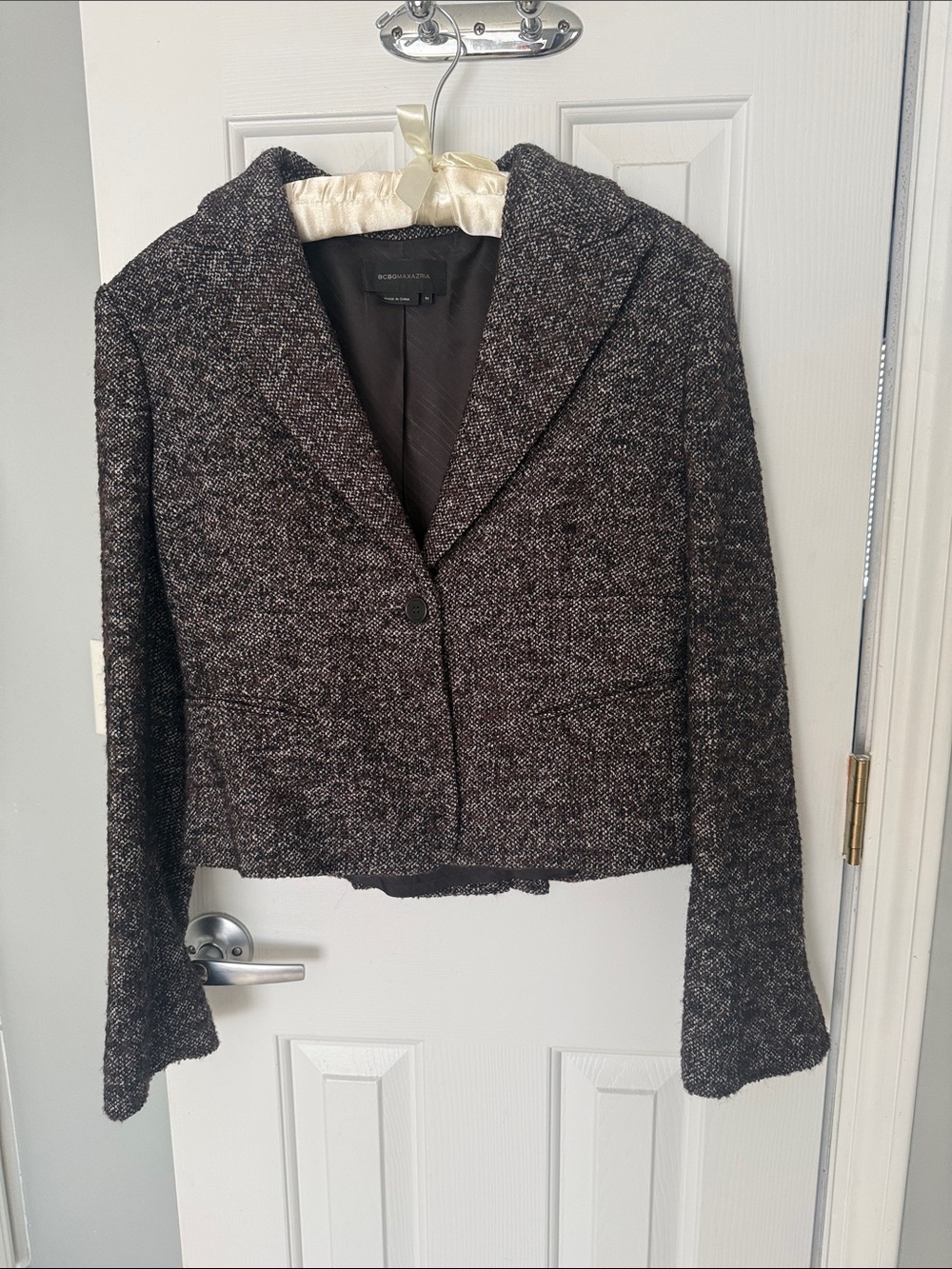 BCBG MaxAzria textured Brown Tweed Blazer Jacket